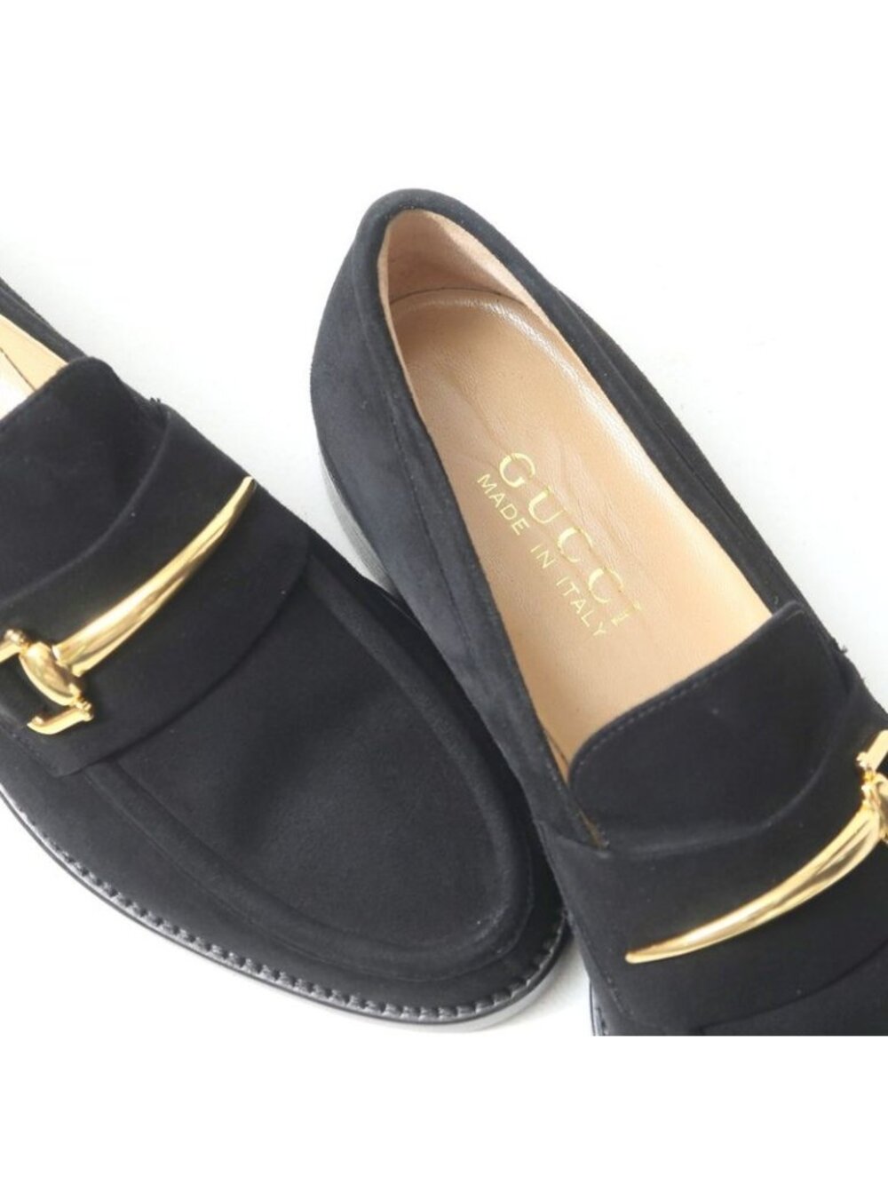 Gucci Loafers Size 4 1 2 B Horsebit Suede Leather Shoes - Picture 7 of 8
